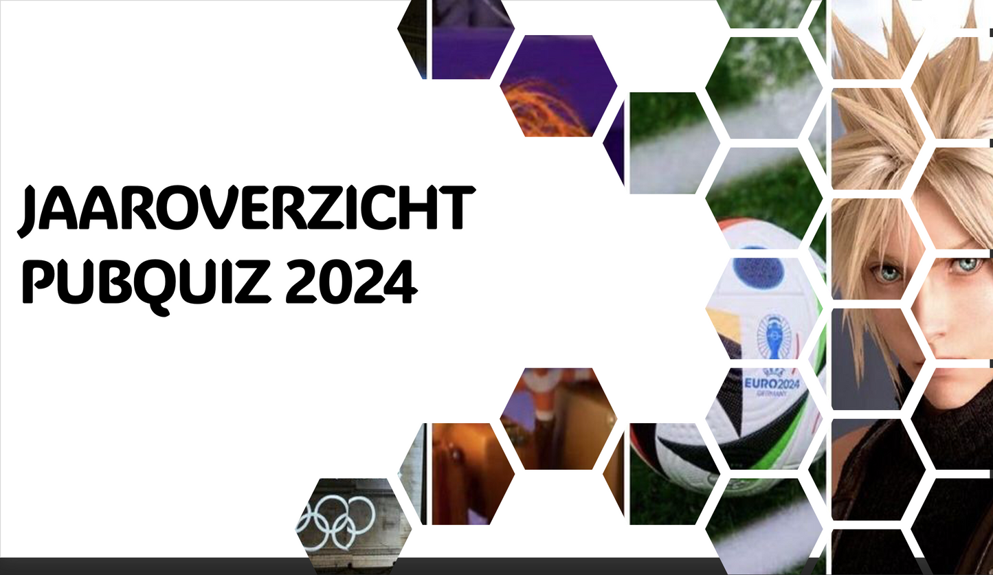 Pubquiz Jaaroverzicht 2024 | 60 vragen | Quiz over het jaar 2024 | Oud en Nieuw quiz, Kerst quiz of Nieuwjaarsborrel